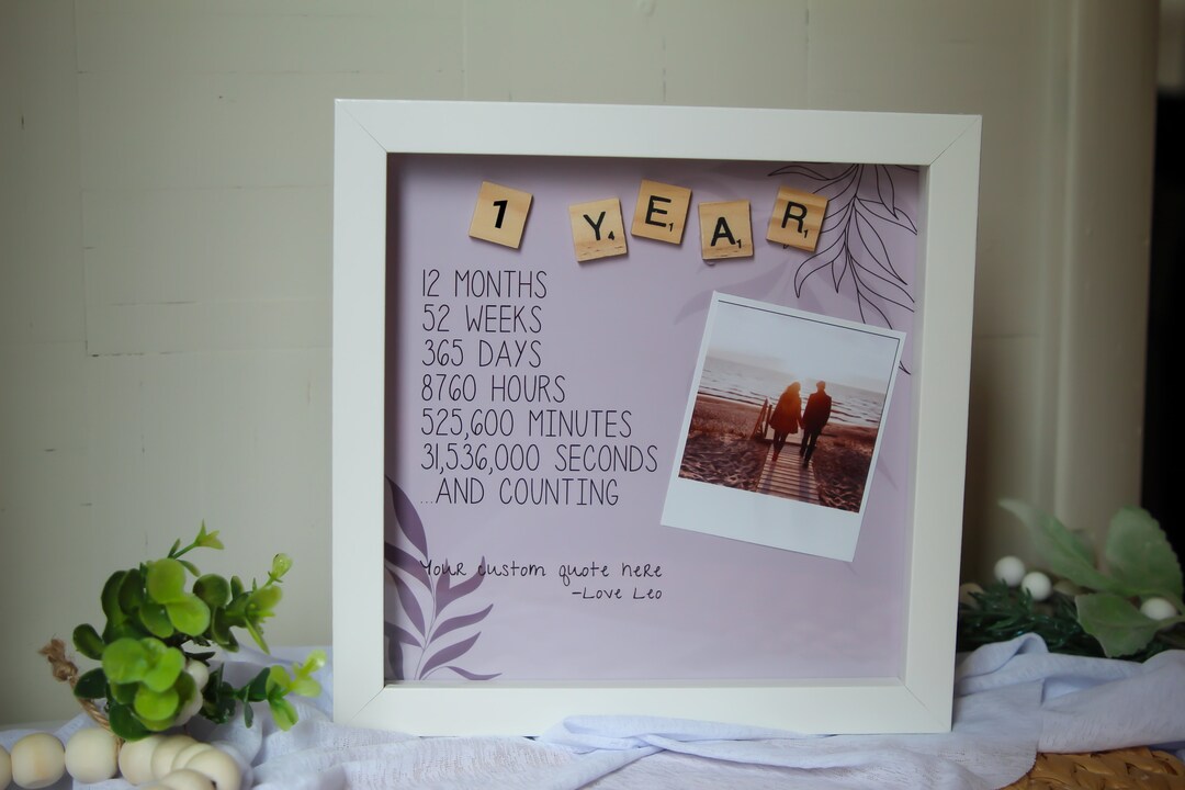 Personalized 1 Year Anniversary Shadow Box Frame | Polaroid Style Photo ...