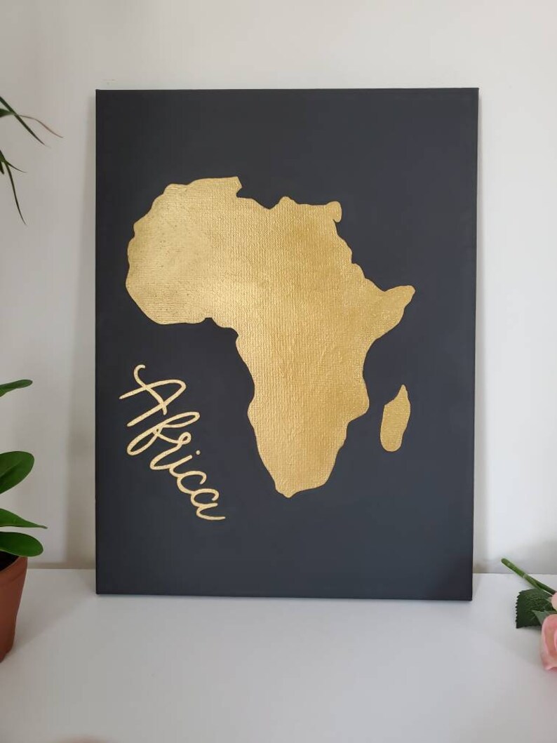 African map canvas art Gold African map wall decor African Etsy