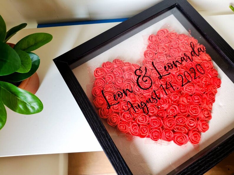 Customizable Shadow Box Heart Flower Wedding Anniversary Gifts Etsy