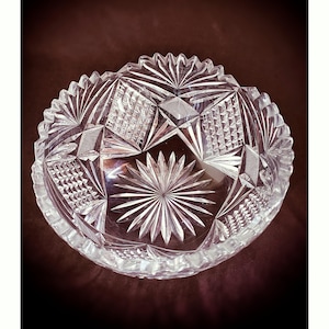Antique American Brilliant Period Crystal 10 inch Bowl