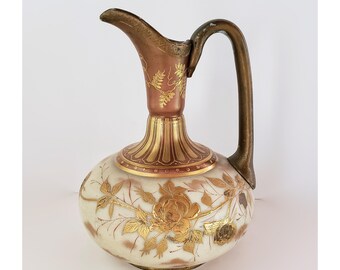 Antique Bohemian Art Glass Ewer by Harrach