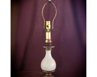 Vintage Brass and Enamel Table Lamp