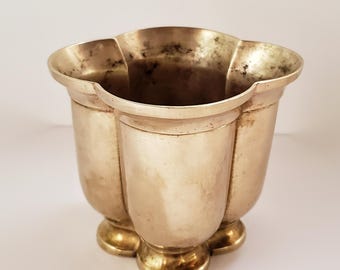 Handgefertigte, schwere dekorative Vase aus Messing