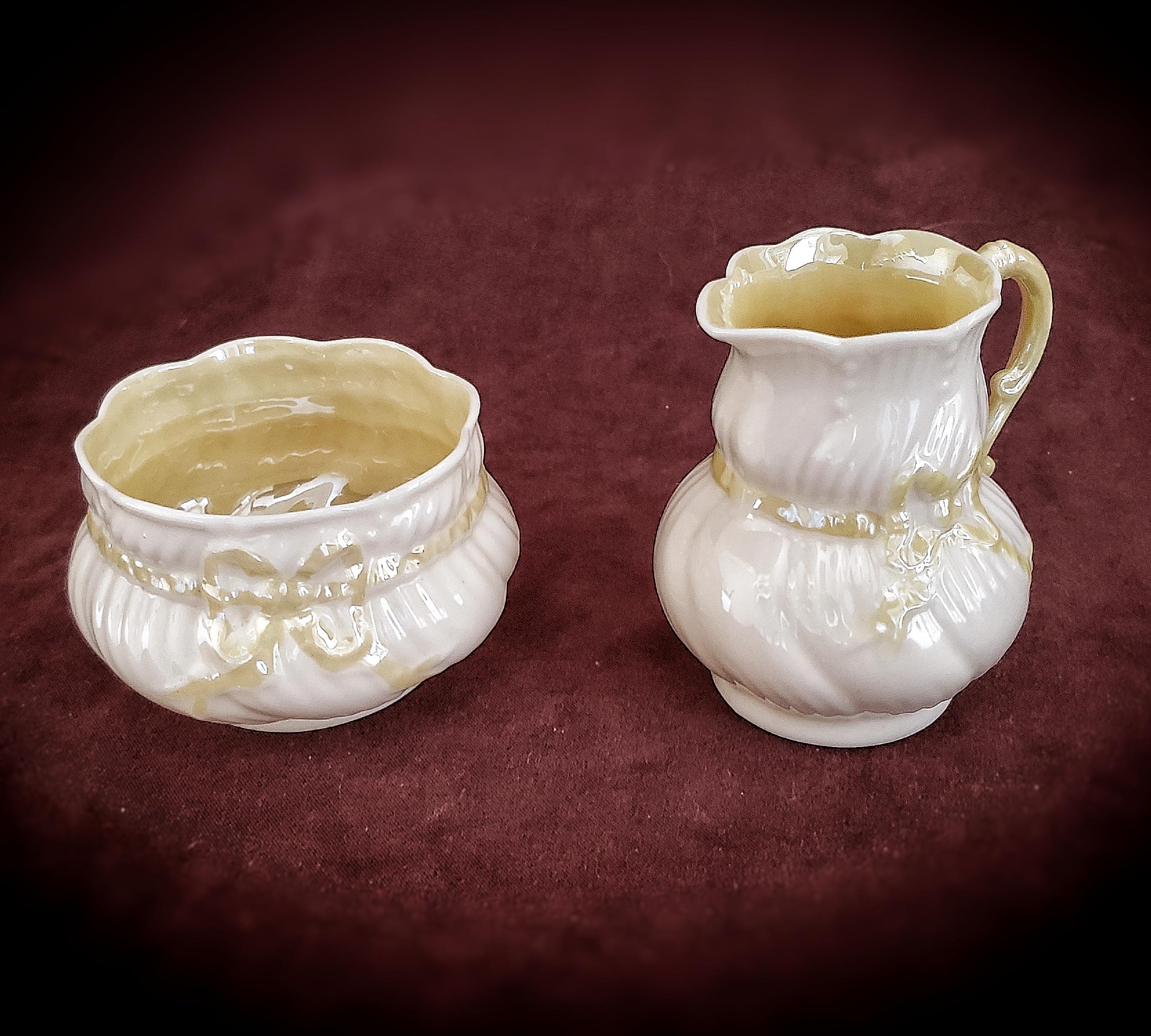 Belleek ベリーク クリーム＆シュガーボウル イエローラスター Belleek ベリーク クリーム＆シュガーボウル イエローラスター