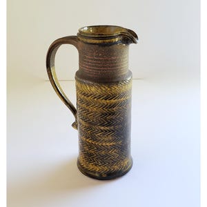 Nils Kähler stoneware pitcher, hand signed, Danish MCM ceramic pitcher for Kahler Keramik HAK