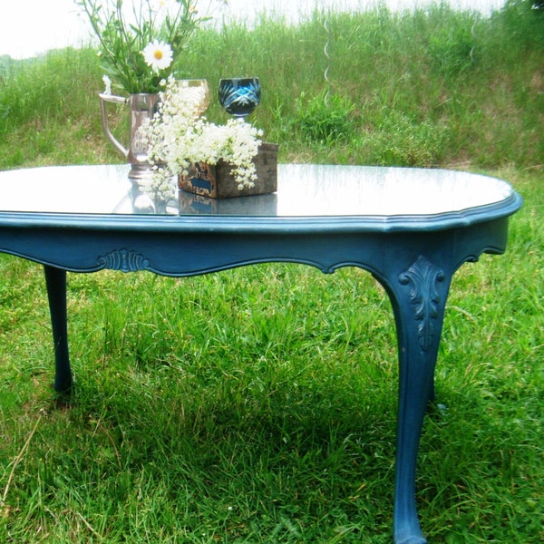 Shabby Chic table table basse canapé table guéridon style Chippendale avec verre, peinture de craie * fait main par pimp-factory.de Shabby Chic