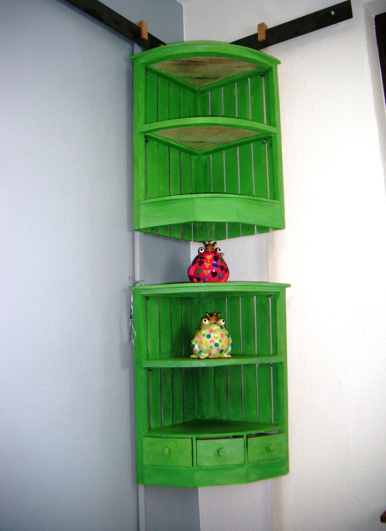 Wooden Corner Shelf in Asia Style Drawers Regal Made in Etsy