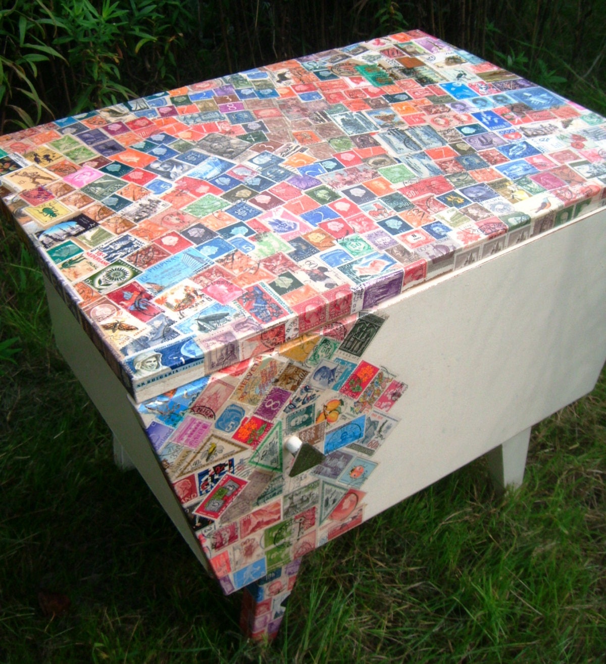 Shabby Chic Vintage cofre de cajones sellos patchwork | Etsy