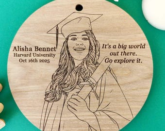 Graduation Portrait • Personalized Gift for Graduate • Laser Engraved Wooden Wall Art • Custom Graduation Keepsake
