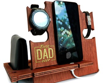 Best Dad Ever Silver,Gold engraving,Docking station,Dad gift,Best gift for Dad,dad christmas gift,dad gifts from daughter,dad birthday gift