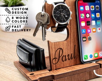 Regalo personalizado para hombre, regalo de cumpleaños para hombre, regalo para él, regalo para hombre, regalo para esposo, regalo para papá, base de carga, iPhone