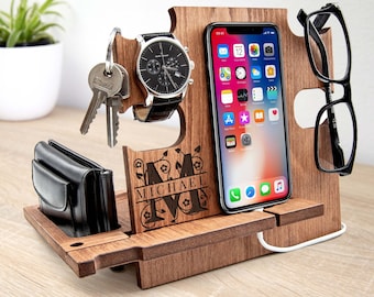 Gift for Men Docking Station, desk organizer, Gift for Him, Christmas Gift, Personalized Gift, Gift for Husband, gift father, gift boyfriend