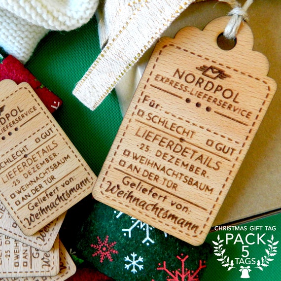 Weihnachtsmann Holzetiketten PACK mit 5 Etiketten