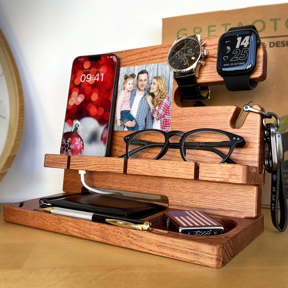 Personalized desk organizer with Your Logo or your Family portrait,Best present for men,Birthday gift for him, Unique christmas gift, gadget