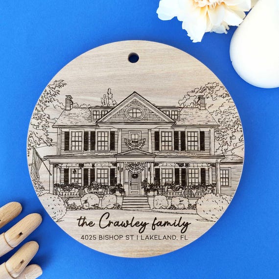 Custom House Portrait • Personalized Housewarming Gift • Engraved Wooden Wall Art • New Home Keepsake
