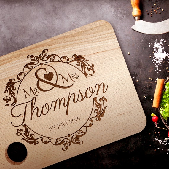 Custom Cutting Board, Wedding Day Gift, Housewarming gift, Mr and Mrs, personalized with names, Housewarming party
