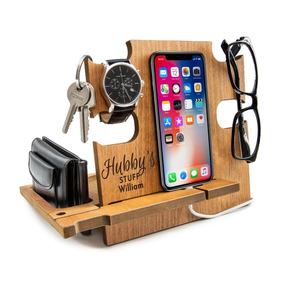 Best Anniversary Gift for Men-Keep Tidy Personal Items with Docking Station.Catch all the Personal Things and Keep in Charge your Devices