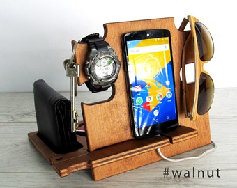 Dockingstation, jubileumcadeau voor mannen, iPhone-dock, iPhone-standaard, mobiele telefoonstandaard, bureau-organizer, Android-dockingstation, iPad-dock