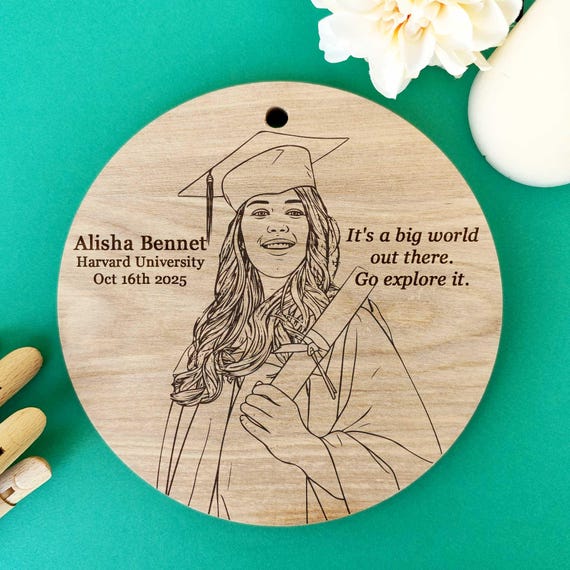 Graduation Portrait • Personalized Gift for Graduate • Laser Engraved Wooden Wall Art • Custom Graduation Keepsake