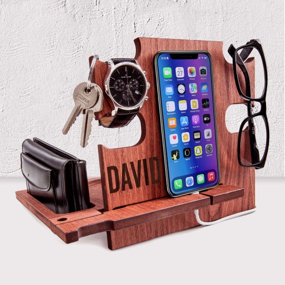 Gift for Men Christmas, Charging Station,Gift for Men Office,Gift for Men Personalized,Gift for Men Turning 50,Iphone docking,Men Gift,David