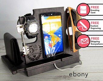 Anniversary gift,Docking station,gift for boyfriend,gift for men,15th,25thy,5th,husband anniversary,gift for husband,personalized gift,ebony