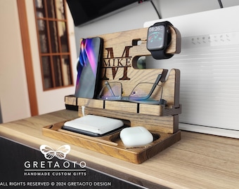 Personalized Docking Station Gift for Men Birthday Gift for Husband Dad Valentine s day Christmas Father's Gifts 5th Anniversary