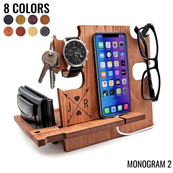 Gifts for Men Wood Phone Docking Station for Men Nightstand Organizer Gifts  for Dad Desk Organizer Cell Phone Stand Charging Station Dad Gifts Grandpa  Gifts for Husband Boyfriend Brother Son 