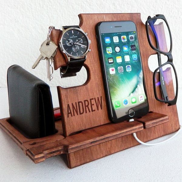 Wooden Docking Station, Perfect Christmas Gift for Boyfriend,Dad,Coworker or hsband