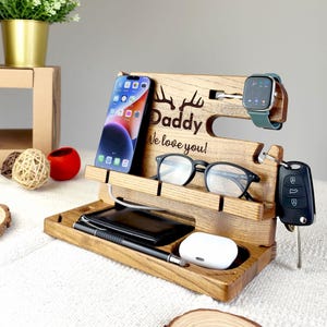Personalized Fathers Day Gift for husband, Cell phone stand, Nightstand Catch all,Birthday present for dad, Valentines gift for him, husband