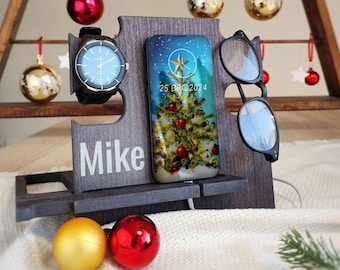 Christmas Gift for Men Docking Station, Nightstand Organizer, Personalized Gift for Him, Christmas Gifts,Personalized Gift, Gift for Husband