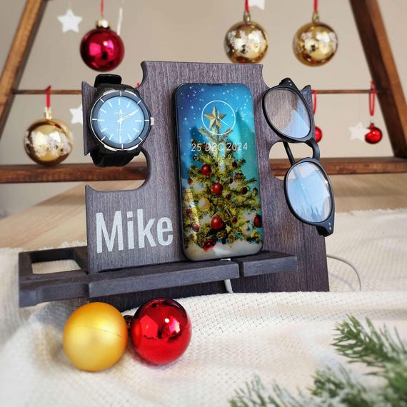 Christmas Gift for Men Docking Station, Nightstand Organizer, Personalized Gift for Him, Christmas Gifts,Personalized Gift, Gift for Husband