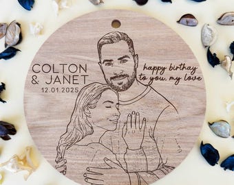 Custom Couple Portrait • Personalized Birthday Gift • Laser Engraved Wooden Wall Art • Romantic Keepsake for Him or Her