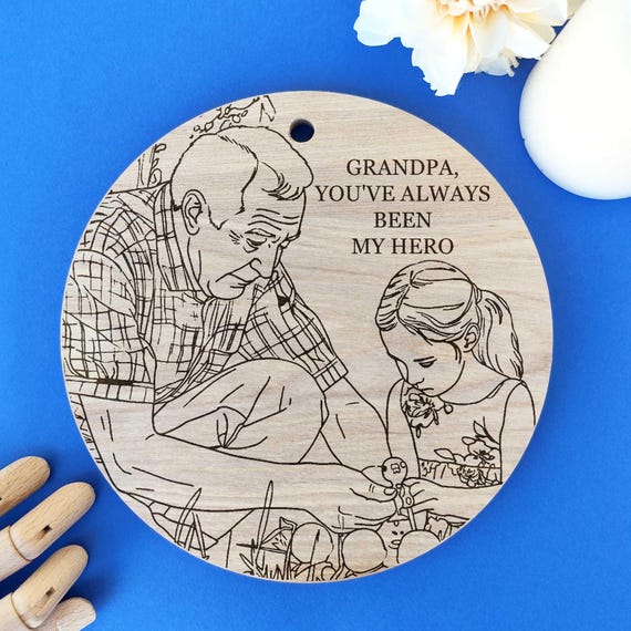 Grandparent Memorial Portrait • Personalized Remembrance Gift • Laser Engraved Wooden Wall Art • Custom Family Keepsake
