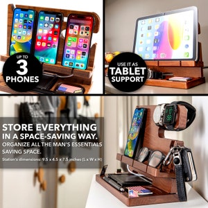 Docking Station In Legno Nero Personalizzabile Per Smartphone E Accessori – Organizer Da Scrivania Con Caricatore, Valigia Regalo Inclusa