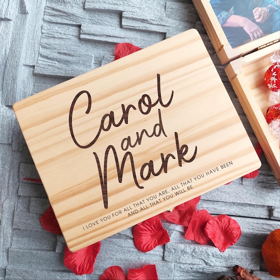 Personalized Wooden Valentine Gift Box,Handmade Keepsake for Chocolates,Gifts, Photos,  Memories,Perfect Valentine’s Day & Anniversary Gift