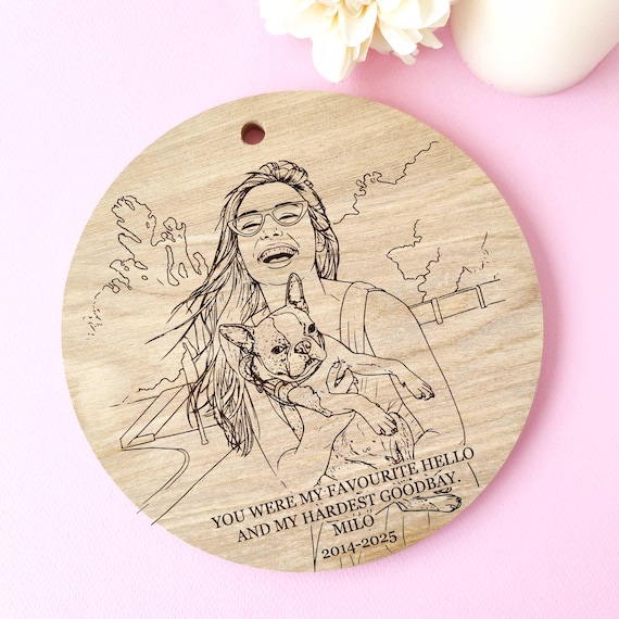Custom Dog and Owner Portrait • Personalized Pet Lover Gift • Laser Engraved Wooden Wall Art • Dog Parent Keepsake or Memorial