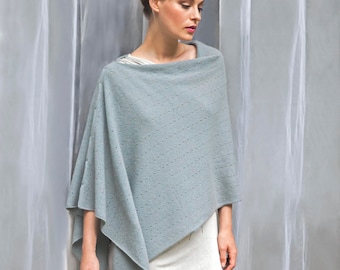 Lightweight Summer poncho, Knitted cashmere shawl, Travel scarf, Multiway cashmere poncho, Pashmina scarf, Small poncho cover up for ladies