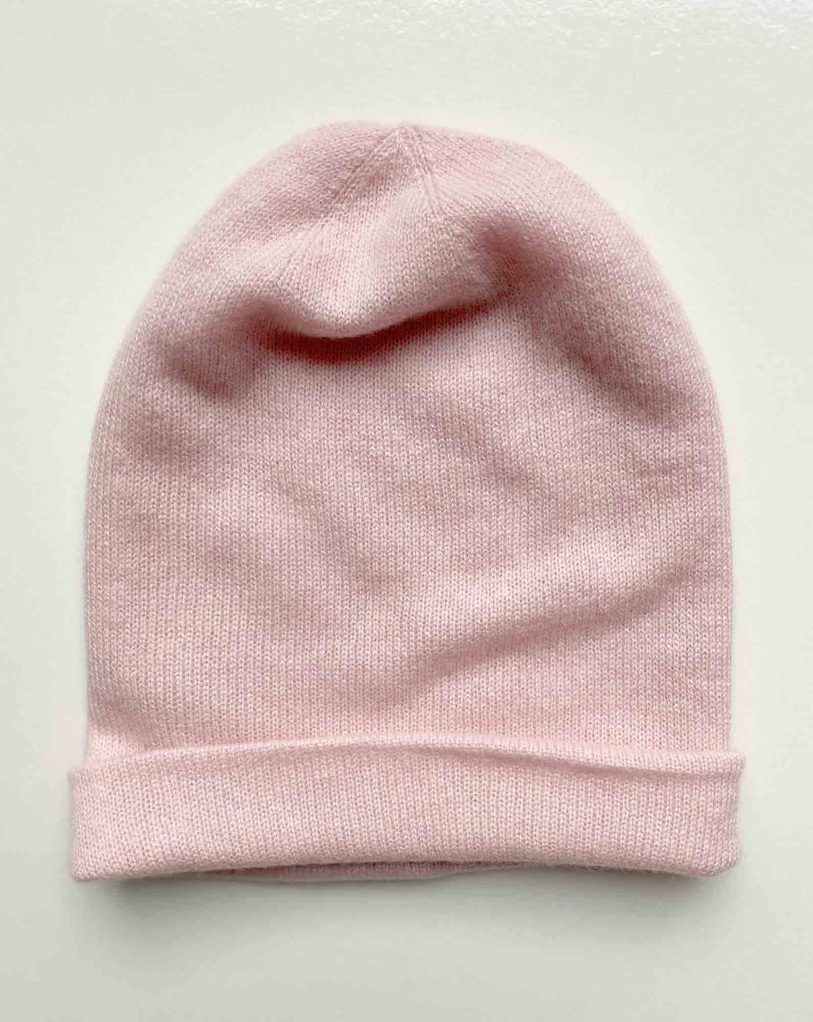 Knit Hat Scarf Gloves Set in Pale Pink, Cashmere Beanie Hat  display picture 3