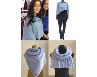 Cashmere travel wrap scarf blanket Best pashmina travel wrap Womens travel shawl Lightweight small wool blanket for Airplanes & Trains