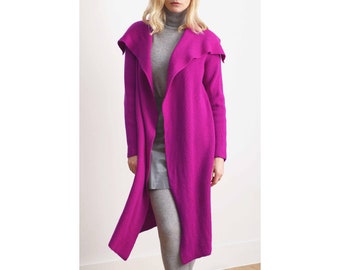 Chunky cardigan for women in Fuchsia hot pink, Cosy super warm women's luxury gift sweater present, Thick bulky knitted coatigan