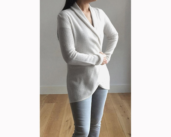 Cardigan off White Lightweight Knitted Crochet - Etsy