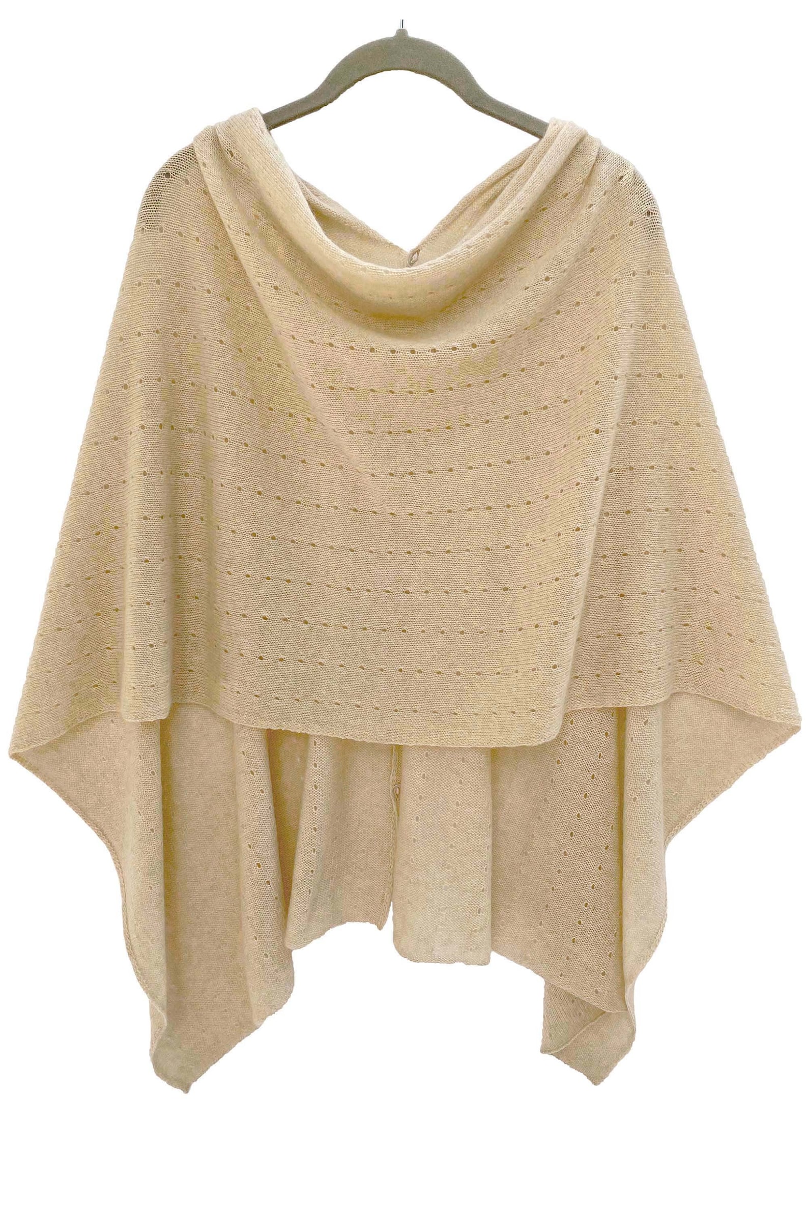 Cashmere Sweater Poncho, Pashmina Wedding Bridesmaid Shawl, Crochet Poncho Women in Beige, One