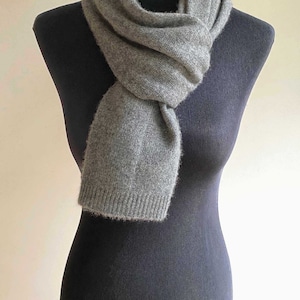 Pure Cashmere Scarf in Mid grey, Plain Knitted Scarves for Women & Men, Lightweight scarf, Gift Ideas for Boyfriend Birthday Gifts for Girls