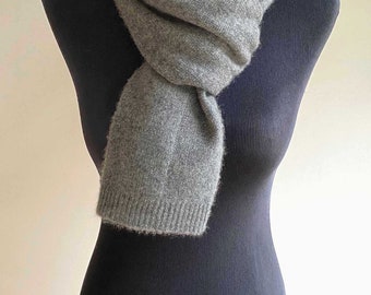 Pure Cashmere Scarf in Mid grey, Plain Knitted Scarves for Women & Men, Lightweight scarf, Gift Ideas for Boyfriend Birthday Gifts for Girls
