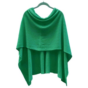 Cashmere Sweater Poncho, Pashmina wedding Bridesmaid shawl, Crochet poncho women in Jade Green, One size knitted wool poncho gifts