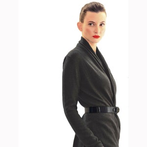 Cashmere cardigan in Black, Lightweight knitted crochet cashmere cardigan for women, Beautiful shawl neck open sweater jacket