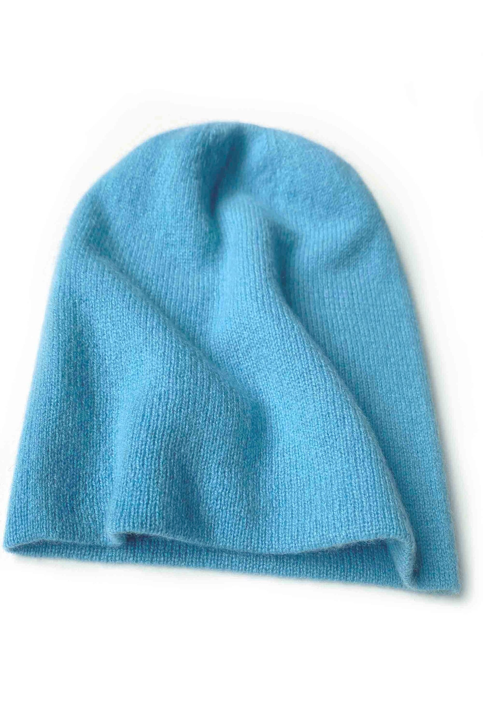 Womens cashmere beanie hat in sky blue Etsy