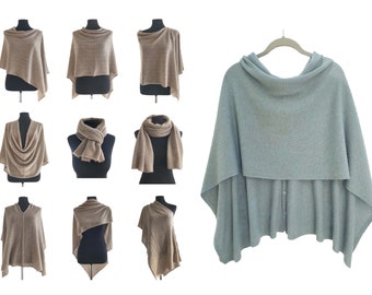 Ovo de pato suéter macio poncho cachecol, cachecol multifuncional, xale pashmina de casamento, top envoltório de xale de noiva simples