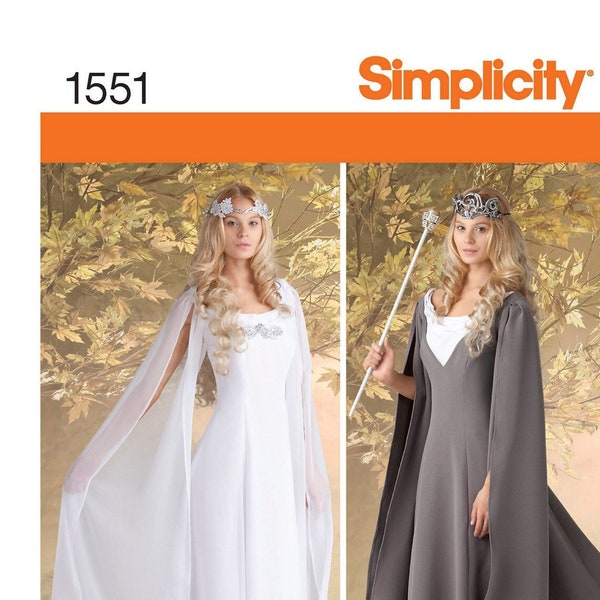 Simplicity S1551 Cosplay Elven Misses' Costumes Item Number 1551 Long Gown with Flowing Sleeves, Fairy Gown