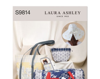 Simplicity S9814 Hat in Three Sizes, Duffel, Tote, Cosmetic Case, Eyeglass Case and Luggage Tag by Laura Ashley R11930